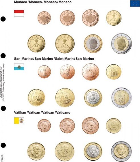 Vordruckblatt karat EURO-Kursmünzen-Sätze: Monaco/San Marino/Vatikan