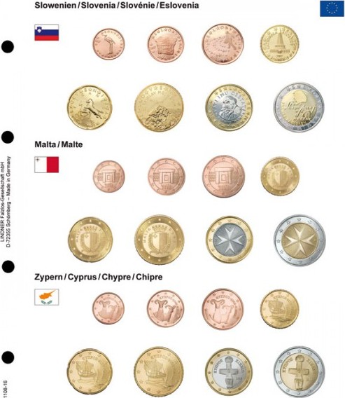 Vordruckblatt karat EURO-Kursmünzen-Sätze: Slowenien/Malta/Zypern