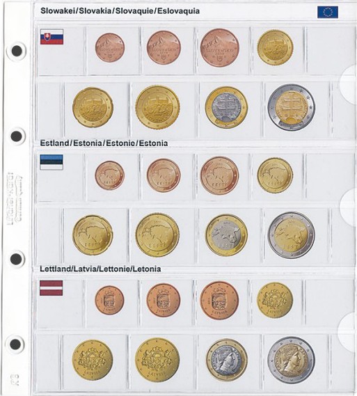 Vordruckblatt karat EURO-Kursmünzen-Sätze: Slowakei/Estland/Lettland