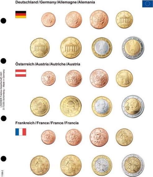 Vordruckblatt karat EURO-Kursmünzen-Sätze: Deutschland / Österreich / Frankreich