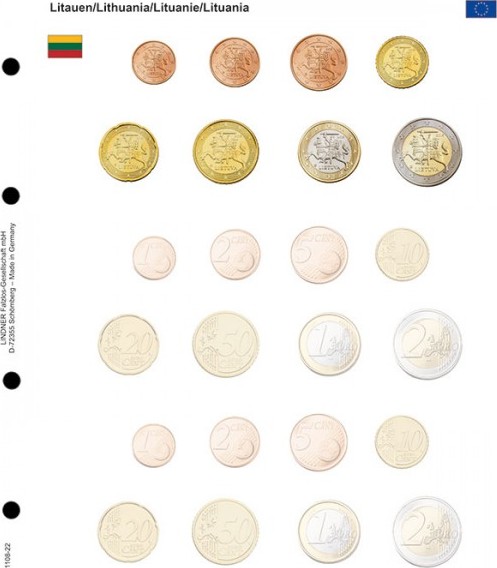 Vordruckblatt karat EURO-Kursmünzen-Sätze: Litauen