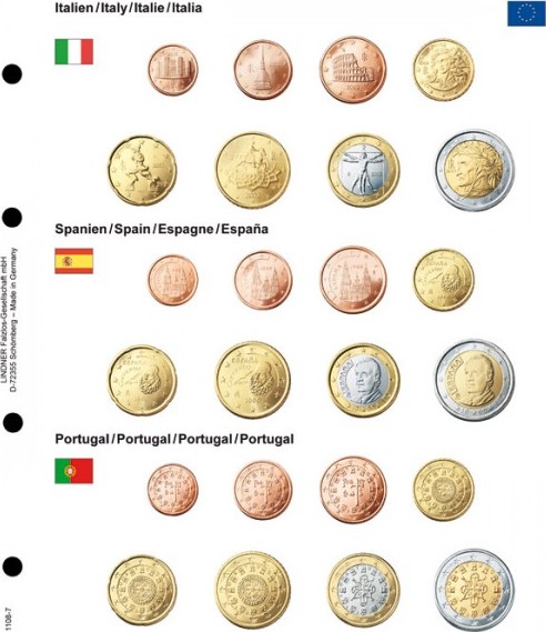 Vordruckblatt karat EURO-Kursmünzen-Sätze: Italien/Spanien/Portugal