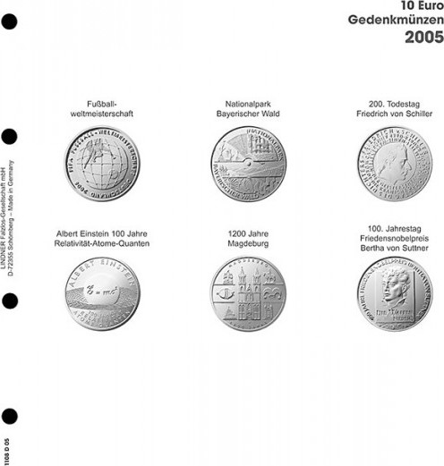 Vordruckblatt karat 10 Euro Gedenkmünzen 2005 Deutschland
