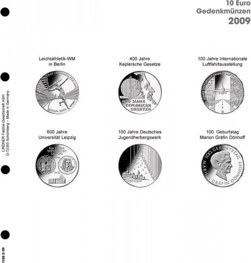 Vordruckblatt karat 10 Euro Gedenkmünzen 2009 Deutschland