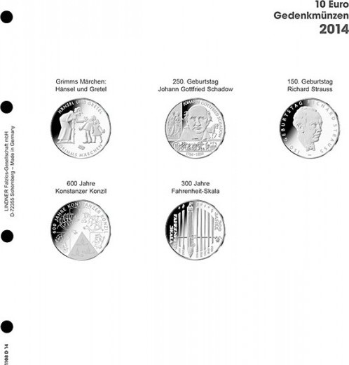 Vordruckblatt karat 10 Euro Gedenkmünzen 2014 Deutschland