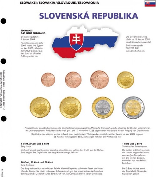 Vordruckblatt karat EURO-Kursmünzen-Sätze: NEUE EURO-LÄNDER: Slowakei