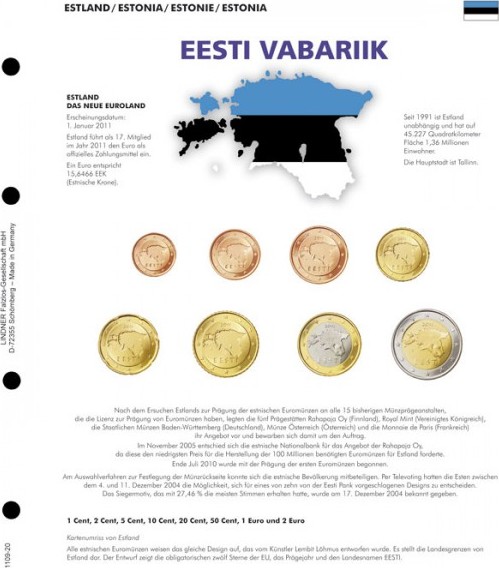 Vordruckblatt karat EURO-Kursmünzen-Sätze: NEUE EURO-LÄNDER: Estland