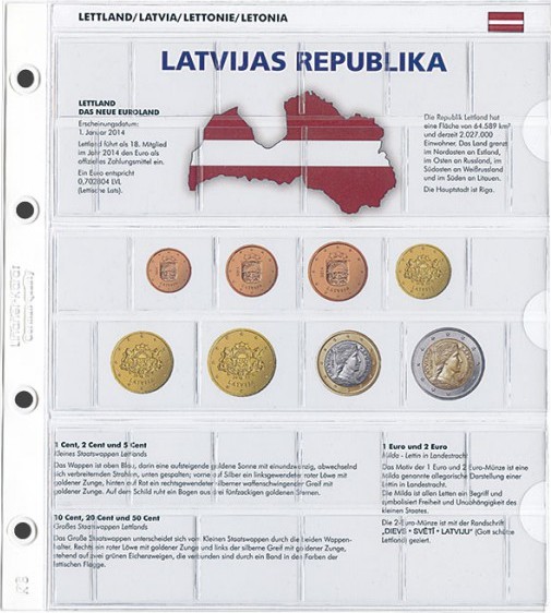 Vordruckblatt karat EURO-Kursmünzen-Sätze: NEUE EURO-LÄNDER: Lettland