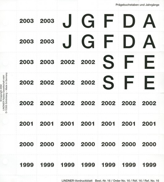 Perforiertes Vordruckblatt 1999-2003