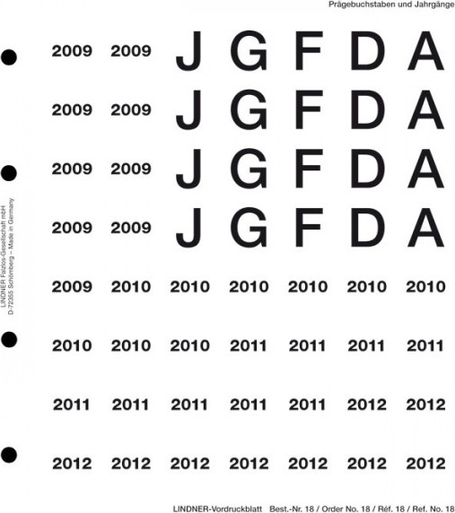 Perforiertes Vordruckblatt 2009-2012