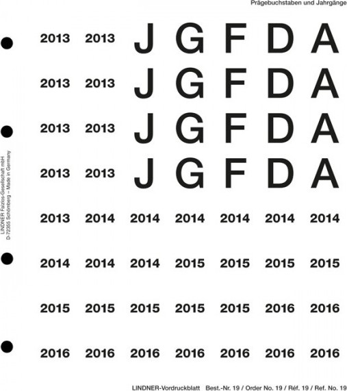 Perforiertes Vordruckblatt 2013-2016
