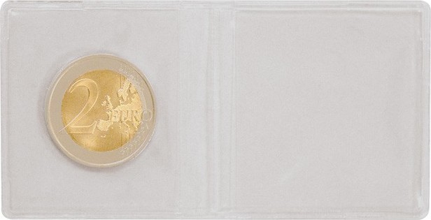 Doppel-Münz-Hülle aus PVC-Folie zum Zusammenfalten, 95 x 48 mm, 100er-Packung