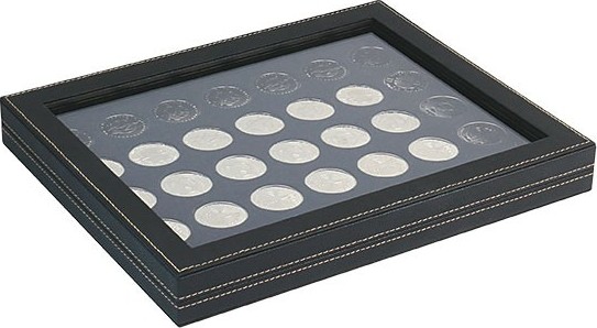 Münzkassette NERA M PLUS mit schwarzer Münzeinlage mit 35 runden Vertiefungen für Münzen mit Ø 32,5 mm, z.B. für deutsche 20 Eur