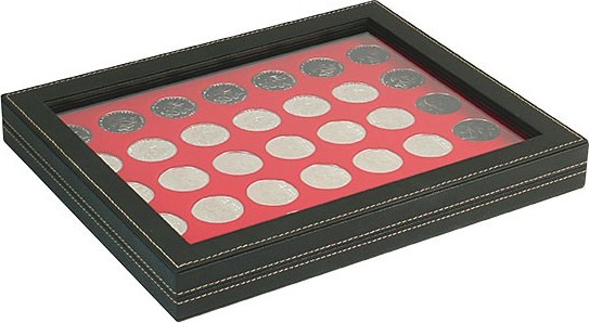 Münzkassette NERA M PLUS mit hellroter Münzeinlage mit 35 runden Vertiefungen für Münzen mit Ø 32,5 mm, z.B. für deutsche 20 Eur