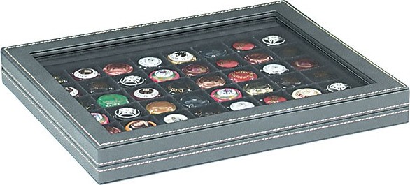 Münzkassette NERA M PLUS mit schwarzer Münzeinlage mit 48 quadratischen Fächern für Münzen/Münzkapseln bis Ø 30 mm oder Champagn