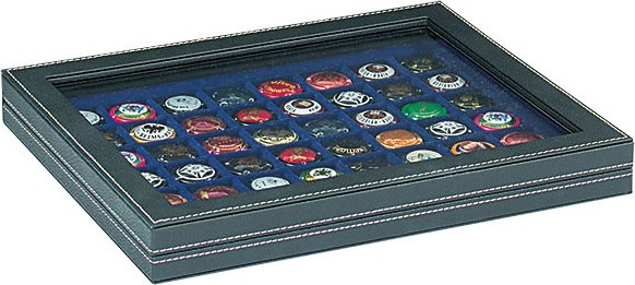 Münzkassette NERA M PLUS mit dunkelblauer Münzeinlage mit 48 quadratischen Fächern für Münzen/Münzkapseln bis Ø 30 mm oder Champ