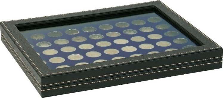 Münzkassette NERA M PLUS mit dunkelblauer Münzeinlage mit 54 runden Vertiefungen für Münzen mit Ø 25,75 mm, z.B. für 2 Euro-Münz