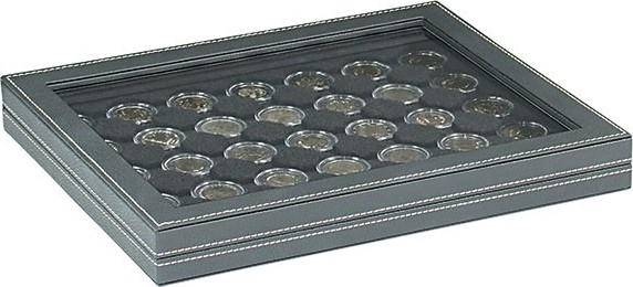 Münzkassette NERA M PLUS mit schwarzer Münzeinlage mit 35 runden Vertiefungen für Münzkapseln mit Außen-Ø 32 mm, z.B. für 2 Euro