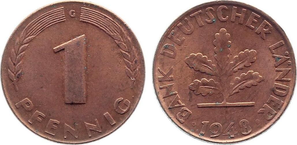 1 Pfennig 1948 1 Pfennig 1948 G J 376 fast bankfrisch fast bankfrisch