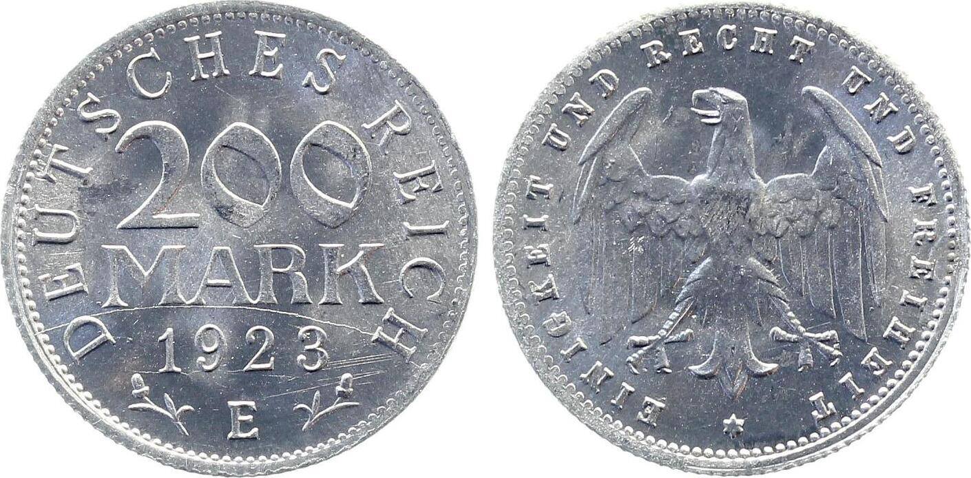 200 Mark 1923 Fehlprägung 200 Mark 1923 E prfr J 304 viele Stempelrisse prägefrisch