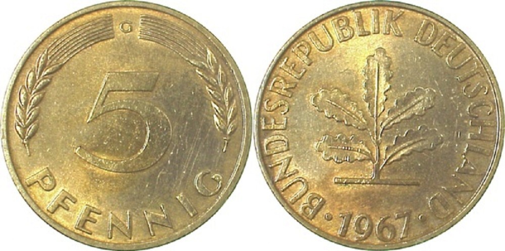 5 Pfennig 1967 5 Pfennig 1967 G J 382 stgl