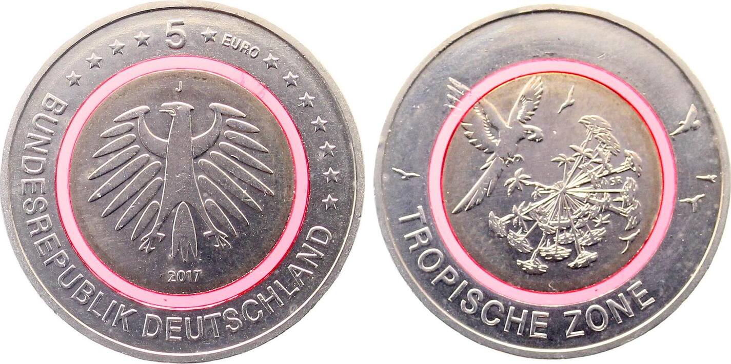 5 Euro 2017 5 Euro Tropische Zone 2017 Münzzeichen J 616 bankfrisch