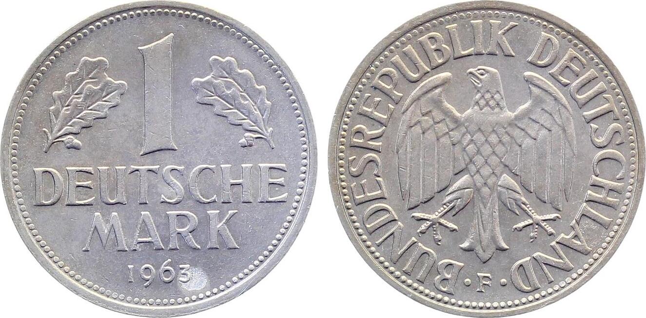 1 Mark 1963 1 DM 1963 F bfr J 385 kleine Stelle an der Jahreszahl bankfrisch
