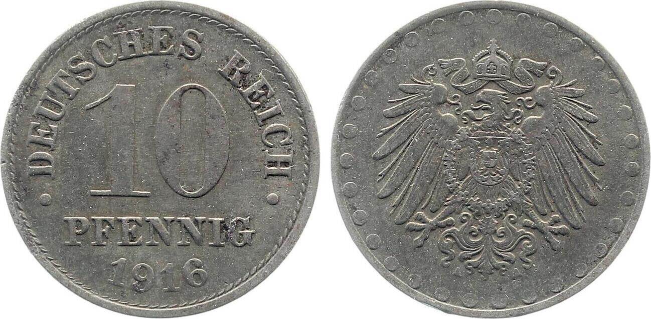 10 Pfennig 1916 10 Pfennig 1916 A ss/vz J 298 sehr schön/vorzüglich