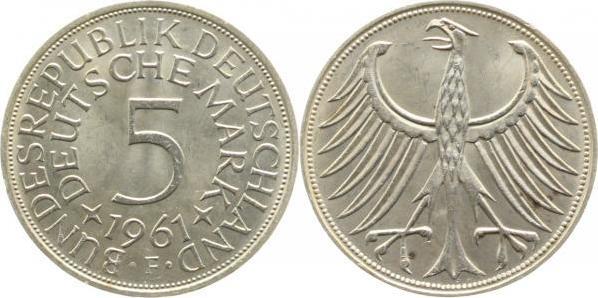 5 DM 1961 5 DM 1961 F stgl J 387 stempelglanz