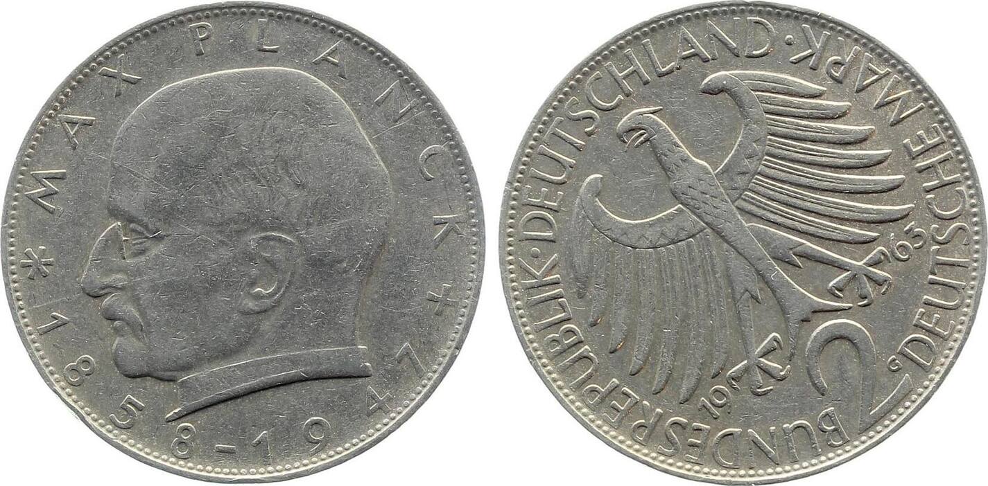 2 Mark 1963 Fehlprägung 2 Mark 1963 G Stempeldrehung 300° ss/vz J 392 sehr schön/vorzüglich