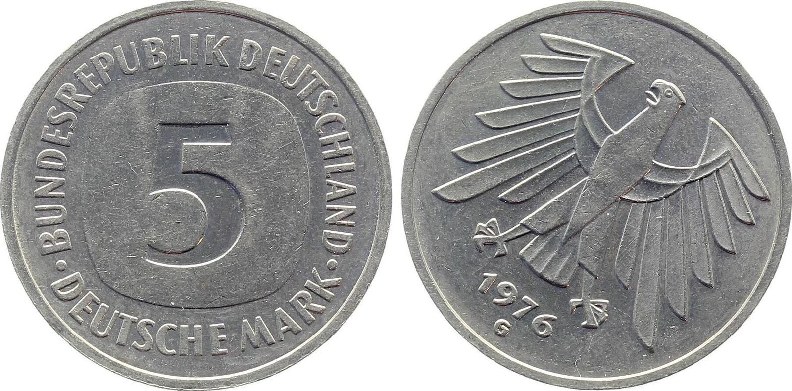 5DM 1976 Fehlprägung 5 Mark 1976 G Stempeldrehung 40° J 415 bfr bankfrisch