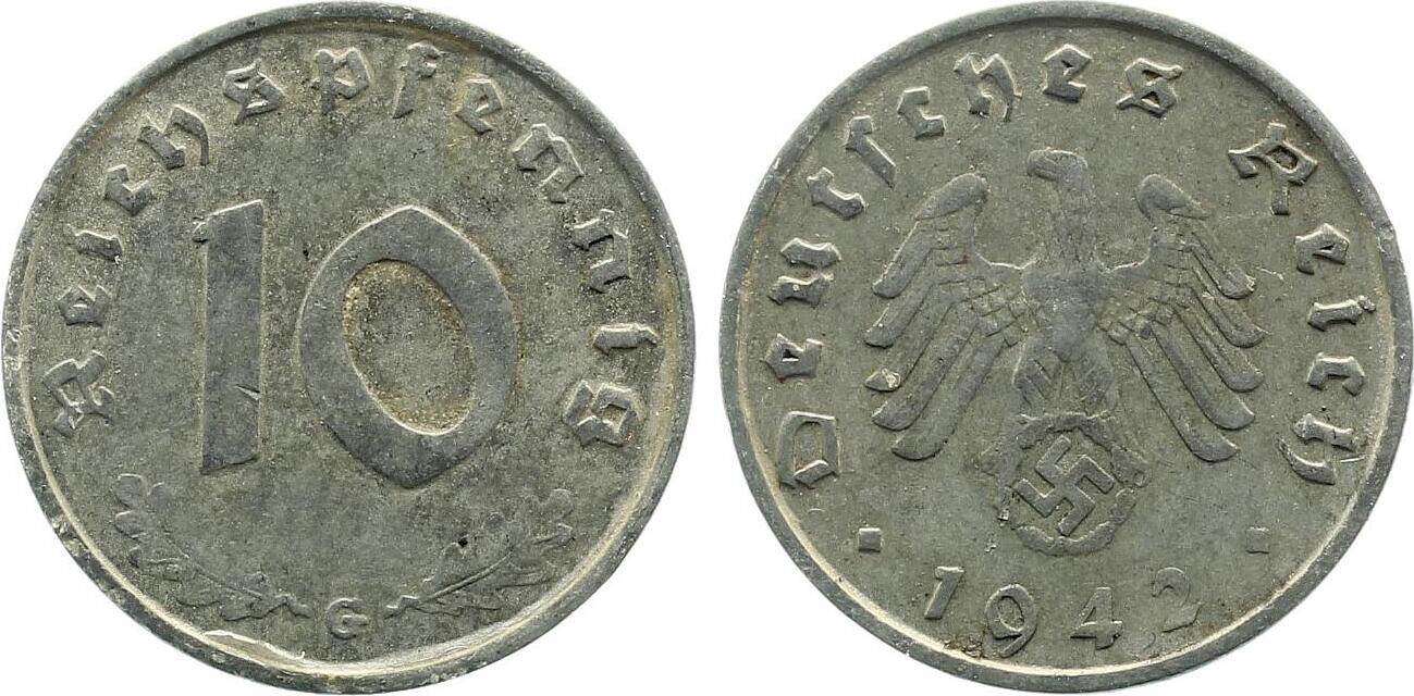 10 Pfennig 1942 10 Reichspfennig 1942 G 371 Drittes Reich ss/vz sehr schön/vorzüglich