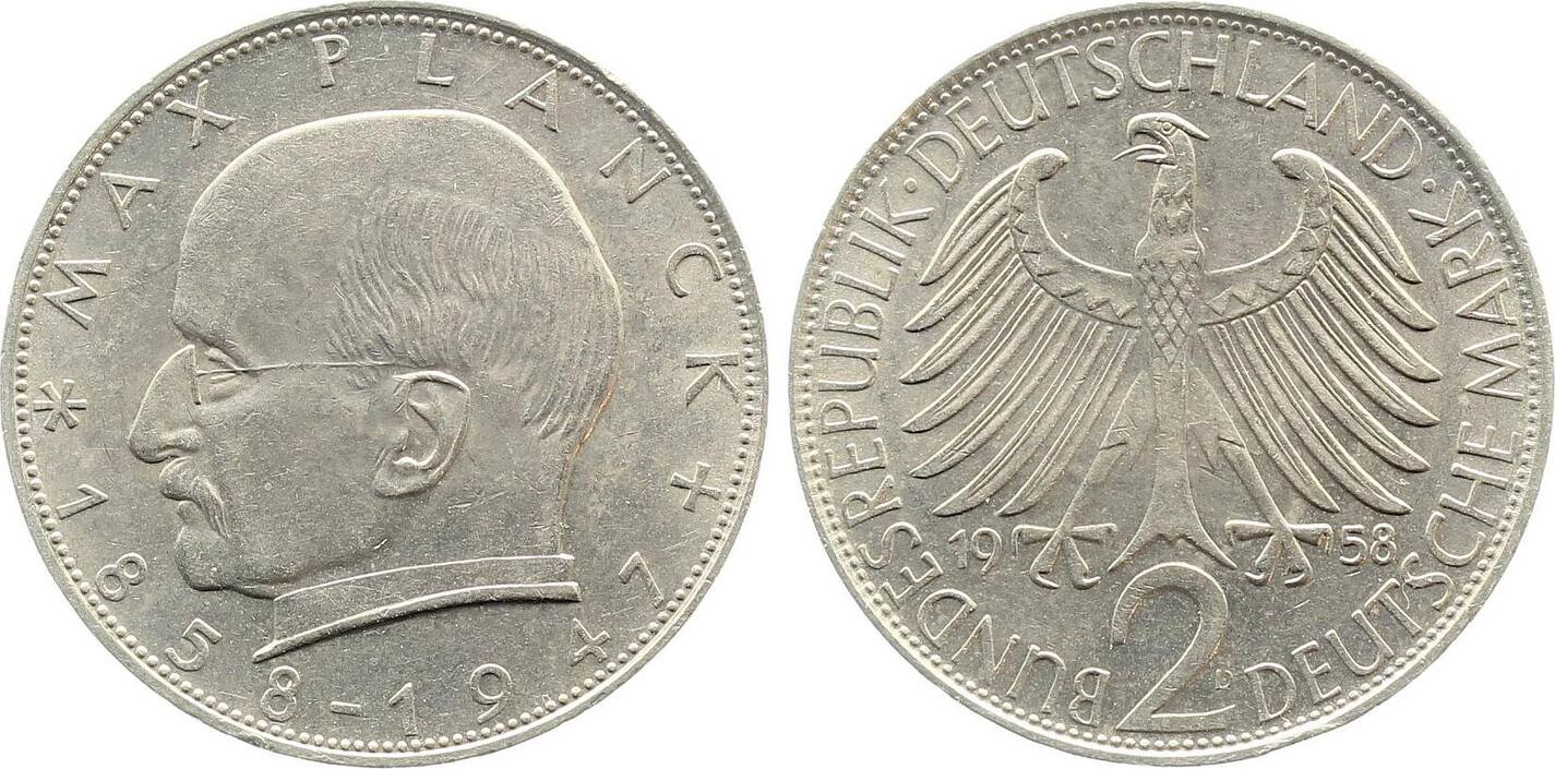 2 DM 1958 2 DM Max Planck 1958 D bfr J 392 kl- Randfehler bankfrisch