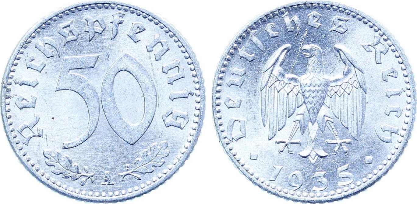 50 Reichspfennig 1935 A toll f.prfr J 368 1 Kratzer fast prägefrisch