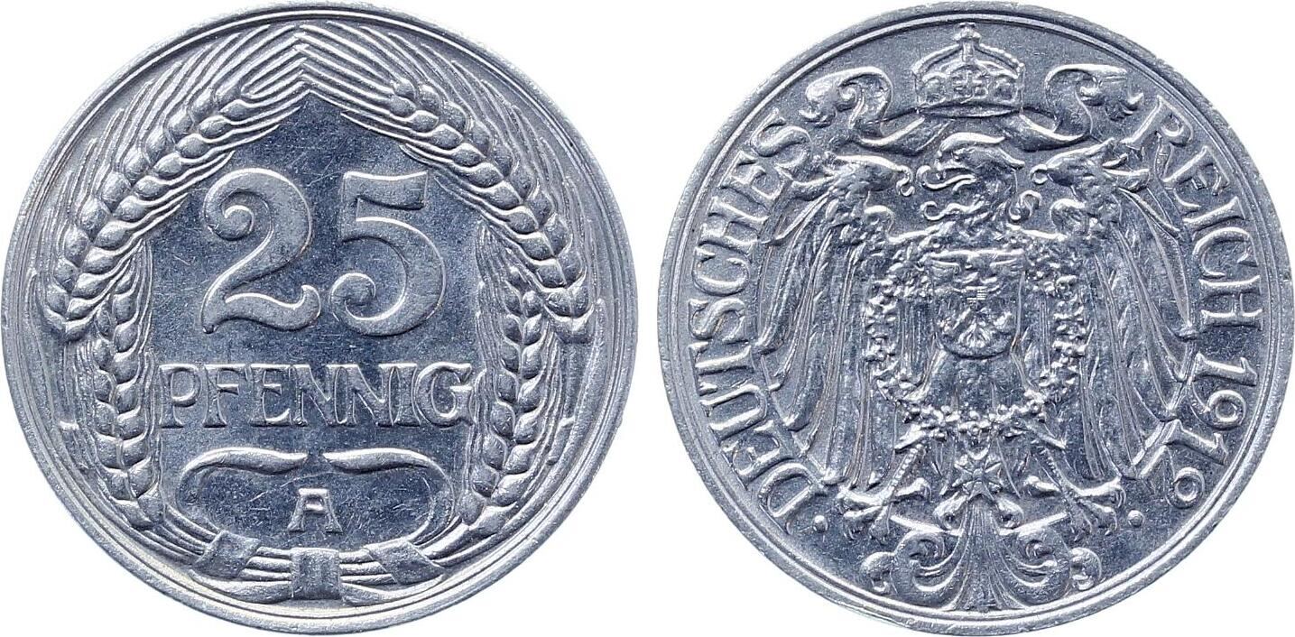 25 Pfennig 1912 25 Pfennig 1912 A J 018 stgl Erstabschlag stempelglanz