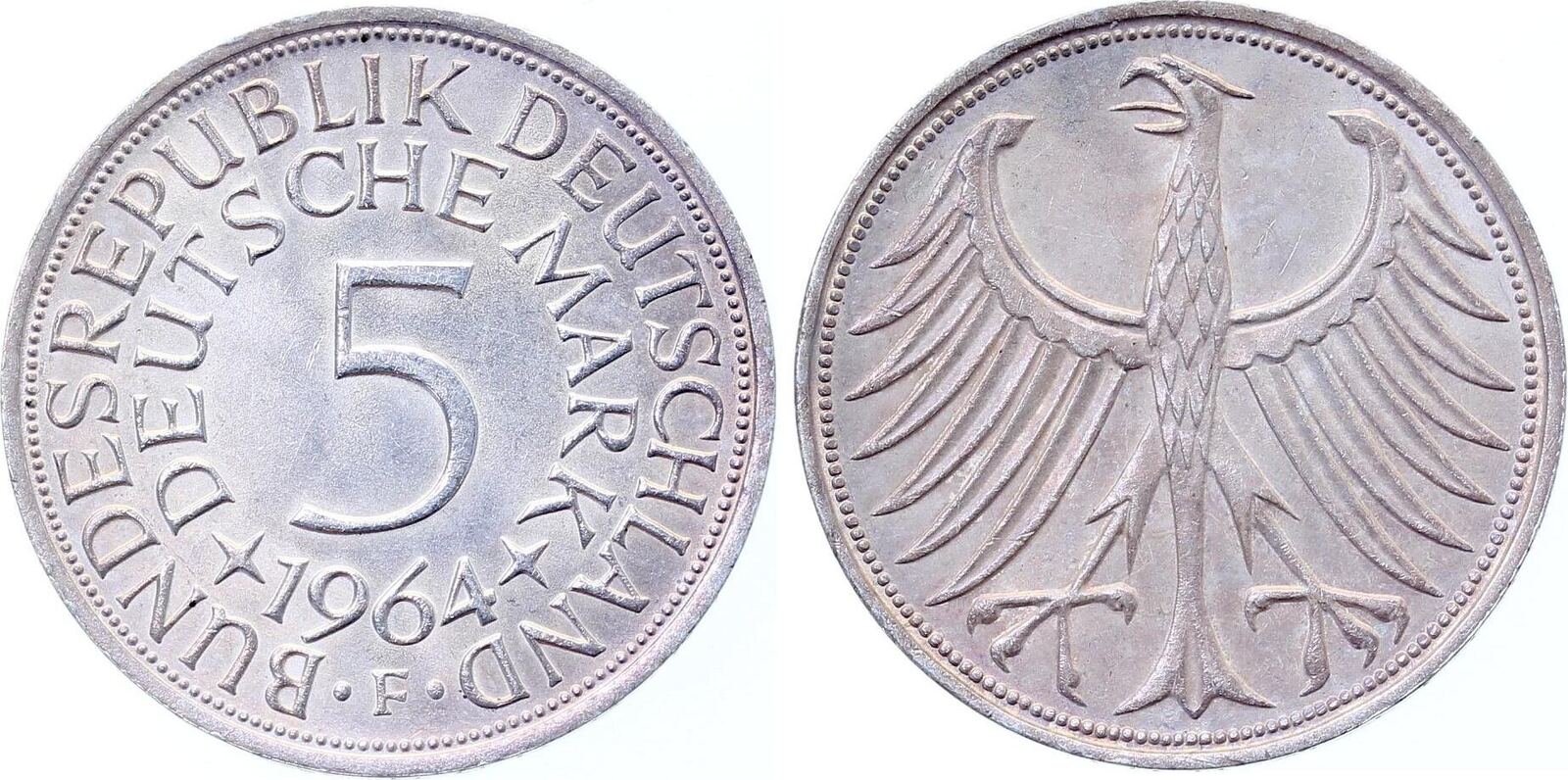5 Mark 1964 5 Deutsche Mark 1964 F bfr/st J 387 DM bankfrisch / stempelglanz