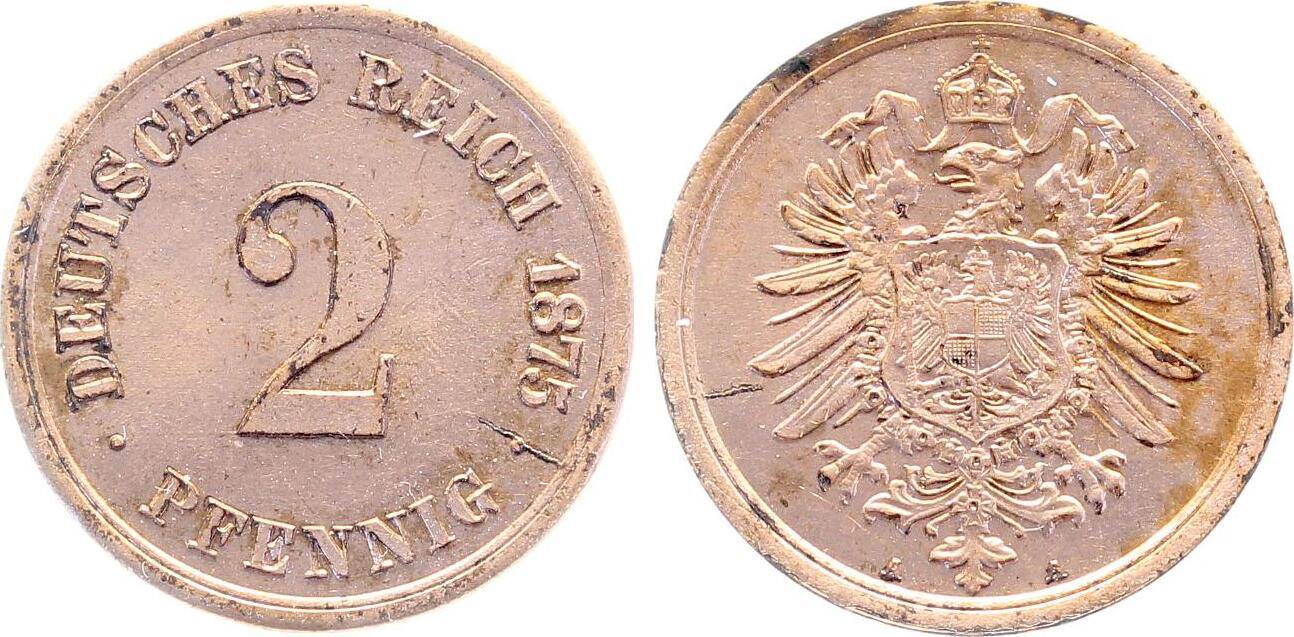 2 Pfennig 1975 2 Pfennig 1975 A vz/stgl Originalfarbe J 002 vorzüglich/stempelglanz+