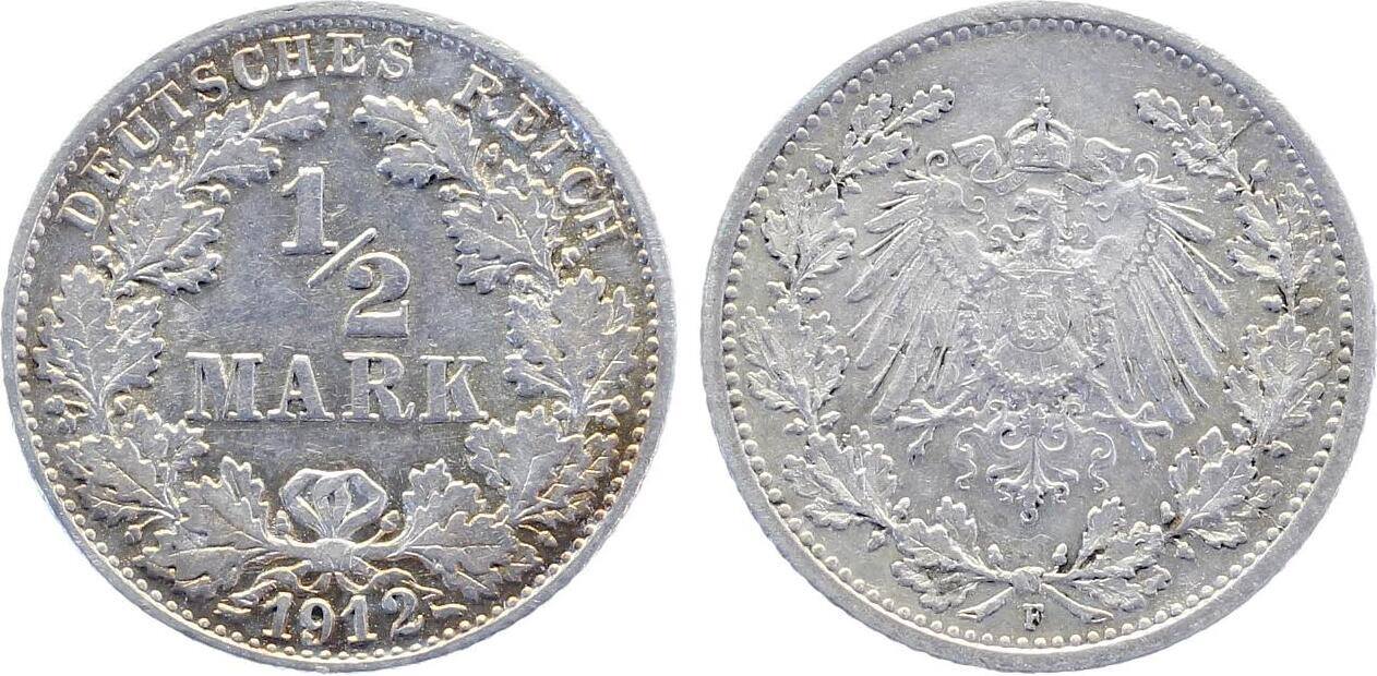 1/2 Mark 1912 1/2 Mark 1912 F vz+ J 016 vorzüglich +
