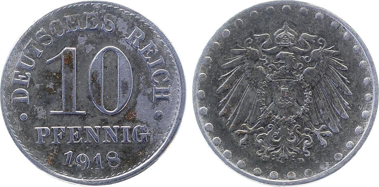 10 Pfennig 1918 10 Pfennig 1918 D ss/vz alles erkennbar, inkl.Expertise sehr schön/vorzüglich