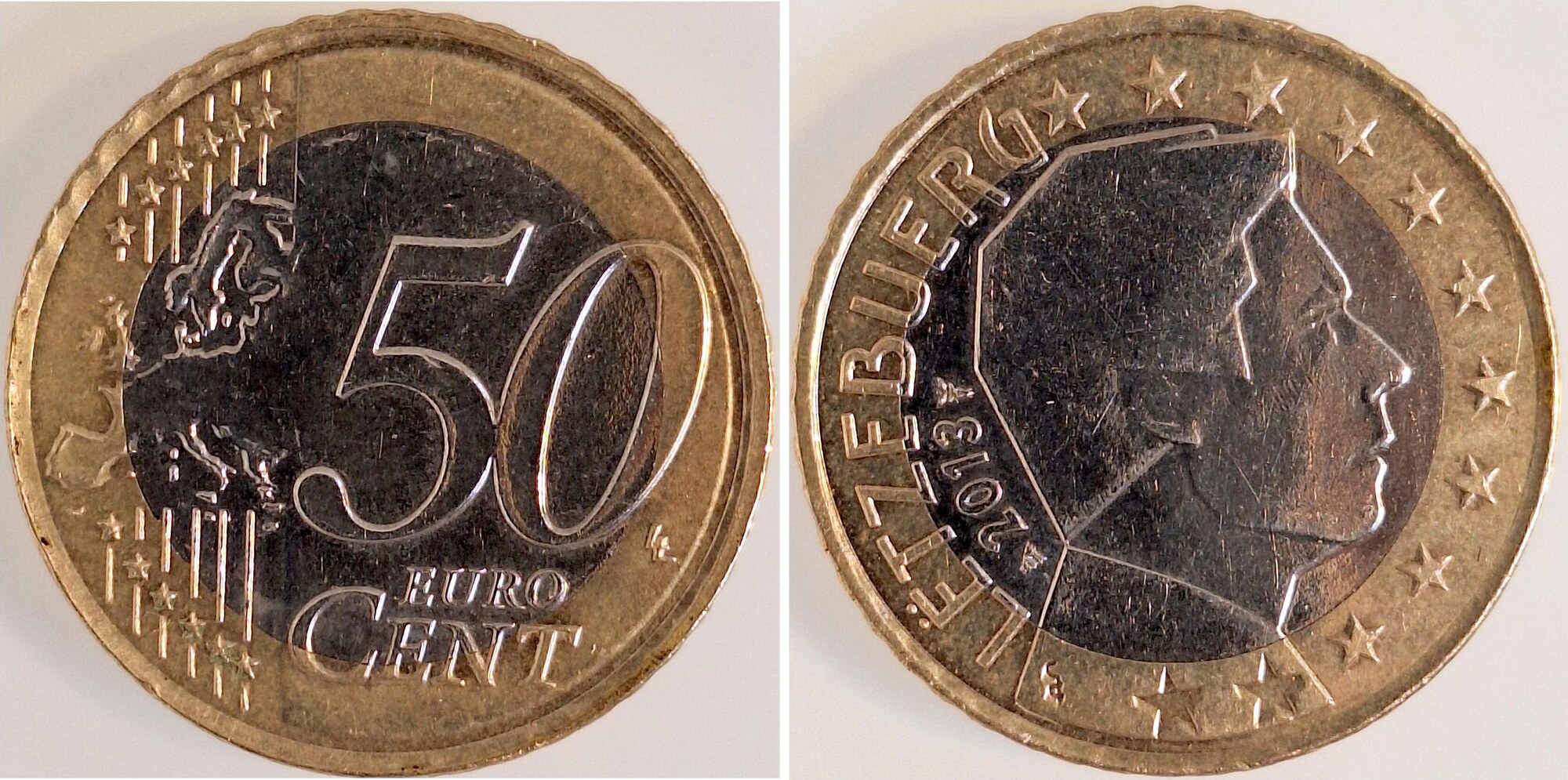 50 Cent 2013 50 Cent 2013 Luxemburg auf 1 Euro Ronde, extr.Selten vorzüglich/stempelglanz
