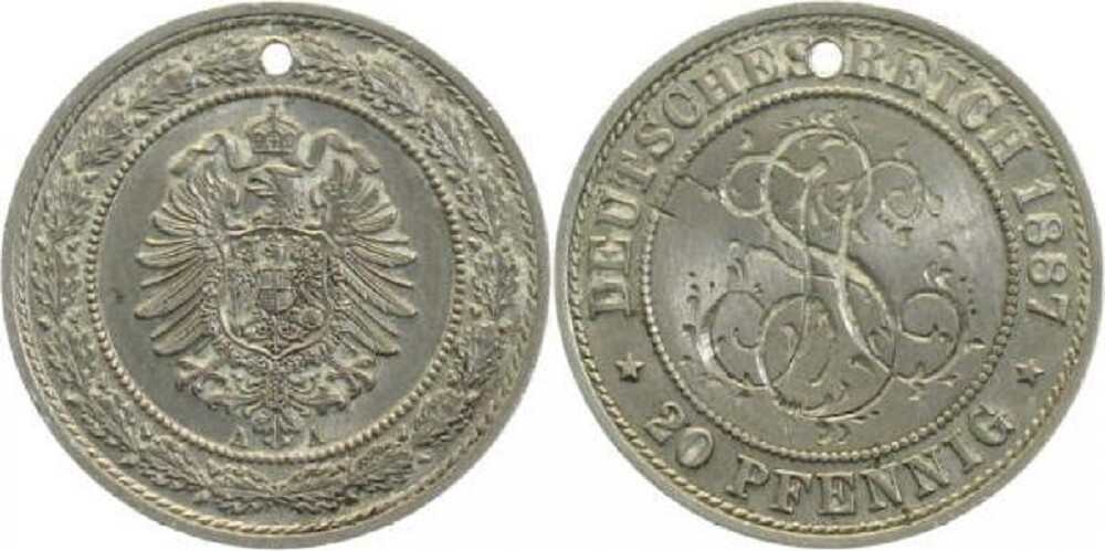 20 Pfennig 1887 20 Pfennig 1887 A Monogramm statt Nominal fast prägefrisch
