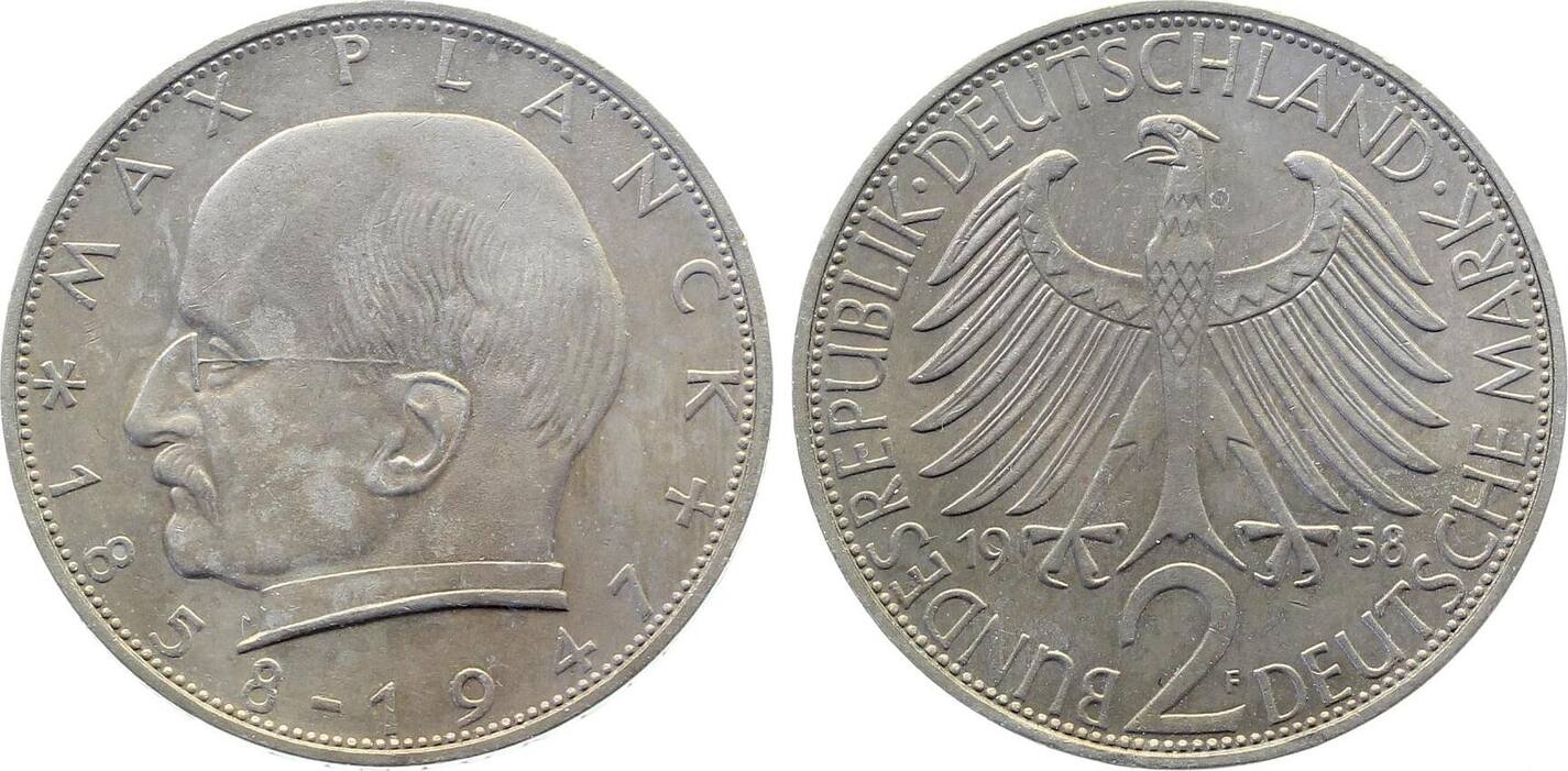 2 Mark 1958 2 DM Max Planck 1958 F J 392 vz Variante KF661 vorzüglich