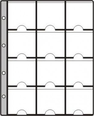 HARTBERGER Münzblätter mit 12 Feldern für 12 Münzrähmchen 50 x 50 mm - SUPER, 10er-Packung (LK 12 SUPER)