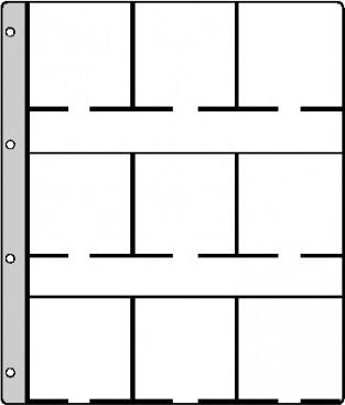 HARTBERGER Münzblätter mit 9 Feldern für 9 Münzrähmchen 67 x 67 mm - SUPER, 10er-Packung (GM 9)