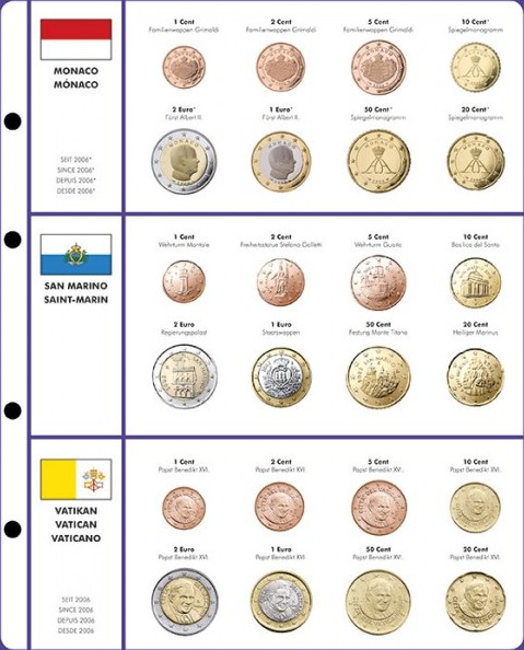 Vordruckblatt EURO COLLECTION: Kursmünzensätze Monaco/San Marino/Vatikan