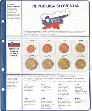 Vordruckblatt EURO COLLECTION: 3 Kursmünzensätze Slowenien