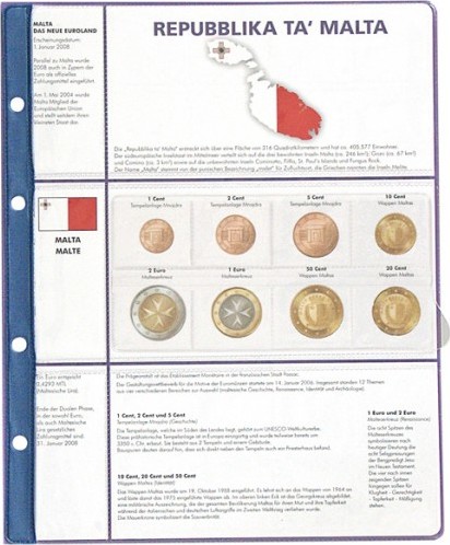 Vordruckblatt EURO COLLECTION: 3 Kursmünzensätze Malta