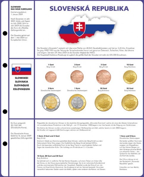 Vordruckblatt EURO COLLECTION: 3 Kursmünzensätze Slowakei