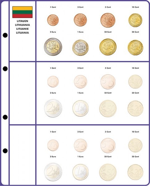 Vordruckblatt EURO COLLECTION: Kursmünzensätze Litauen