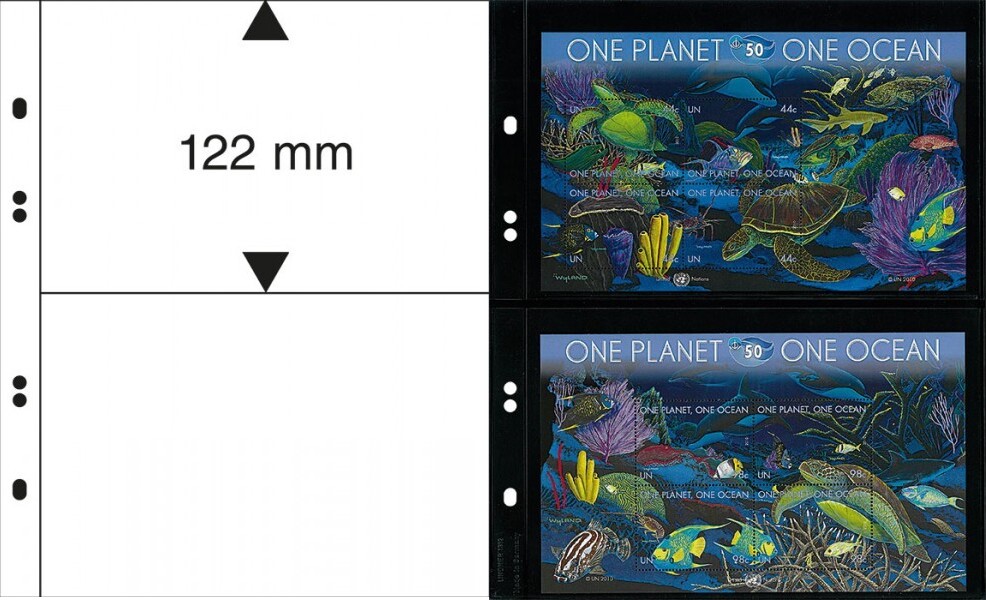 Multi collect Blätter mit 2 Streifen (122 mm) pro Seite, schwarz, 10er-Packung